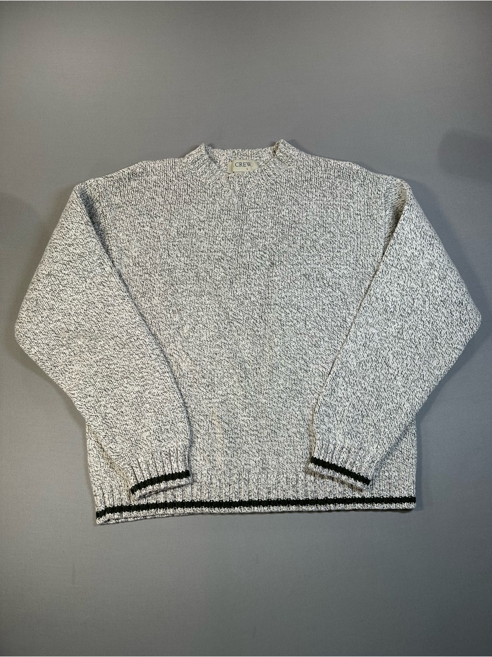 J. Crew 100% Cotton Marled Tipped Crewneck Sweater - Mens Large